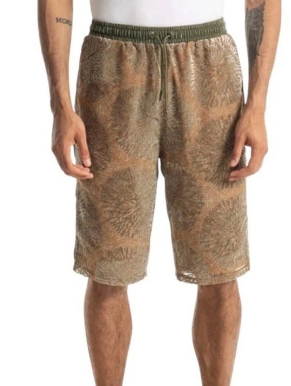 Daily Paper Jax Shorts NWT Brown Green Geo Print Drawstring Bermuda XXL